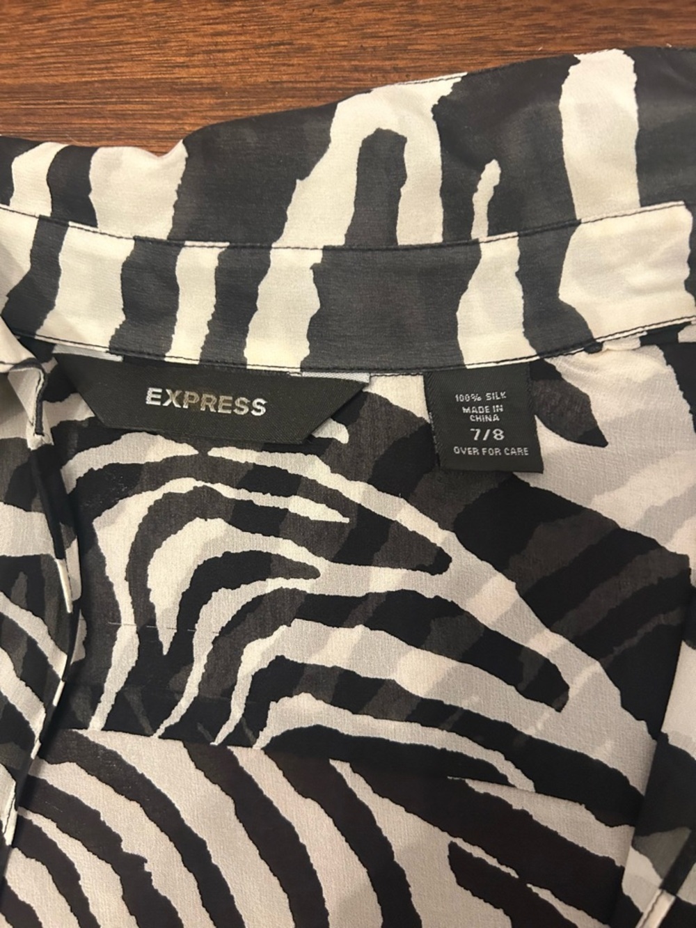 Express Black and White Zebra Tie-Front Blouse - Picture 2 of 2